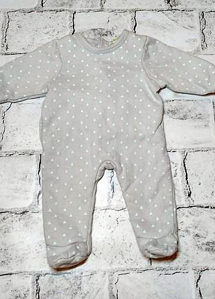 Человечек утепленный, слип, ромпер, комбинезон чоловічок, 0-1 мес, vertbaudet