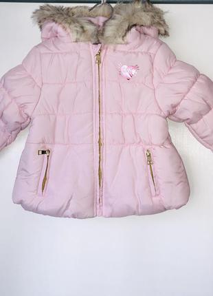 Нежно-розовая теплая демисезонная курточка для малышки, размер 80, германия1 фото