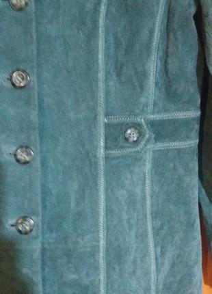 Супер кожаная куртка-пиджак . замш. цвет морской волны.wallace sacks3 фото