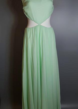 Сукня вечірня максі м'ятна з відкритою спиною і талією na-kd