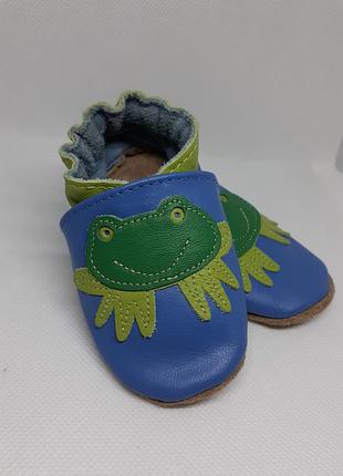 Пінетки з аплікацією тапочки чешки черевички 100% натуральна шкіра жабеня жаби дабки