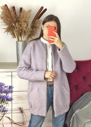 Лавандова пальто букле 50% вовна 1+1=3