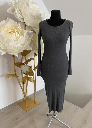 Сукня локшина в'язка міді сіре по фігурі
