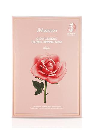 Тканинна маска з екстрактом дамаської троянди jmsolution glow flower firming mask rose