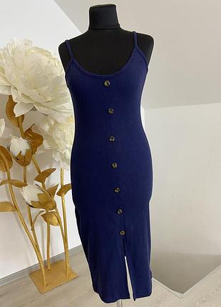 Платье лапша миди синее