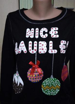 Шикарный новогодний свитшот  джемпер  реглан с декором рр.л-хл3 фото