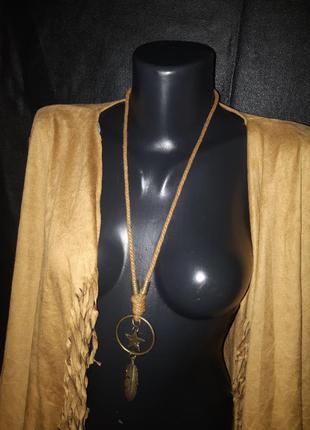 Кулон кольє в стилі бохо з пером