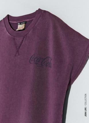 Платье жилет zara безрукавка тёплое принт coca cola короткое жилетка  s 366 фото