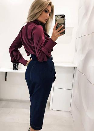 Качественная джинсовая юбка миди7 фото