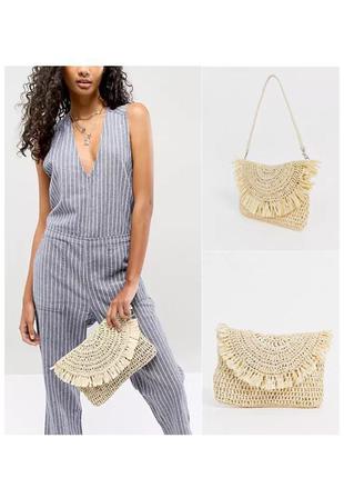 Солом'яний плетені маленька сумка клатч з довгою ручкою пляжна rundholz owens lang