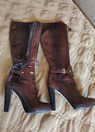 Торг!!! сапоги escada оригинал кожа питона коричневые натуральная кожа платформа