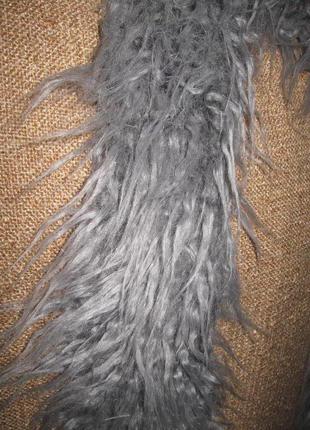 Воротник-шарф мех по ламу светло-серый3 фото