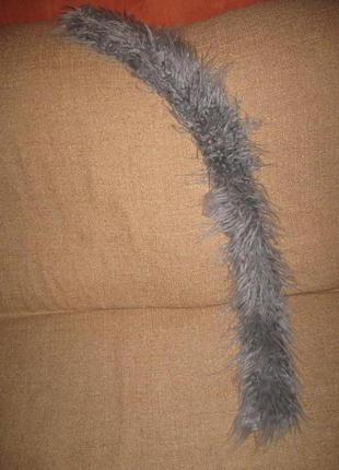 Воротник-шарф мех по ламу светло-серый4 фото