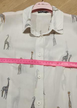 Тонка світла блуза сорочка з жирафами, must have4 фото