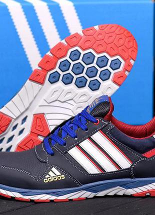 Мужские кожаные кроссовки adidas tech flex blue