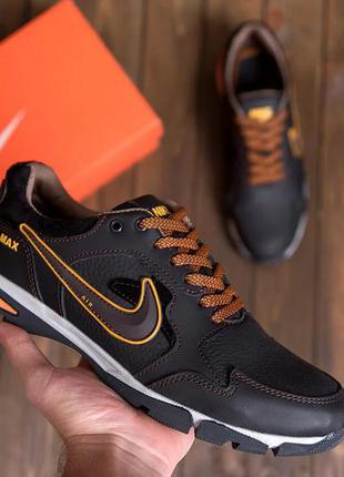 Мужские кожаные кроссовки nike street style brown2 фото