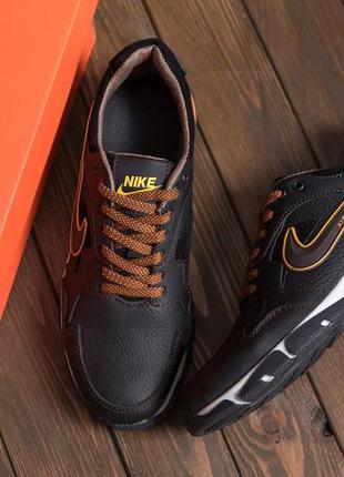 Мужские кожаные кроссовки nike street style brown4 фото