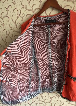 Zara твидовый пиджак жакет с контрастной подкладкой2 фото
