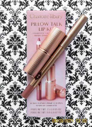 Набір charlotte tilbury pillow talk матова помада 1.5 г олівець для губ lip cheat liner 0.8 г4 фото