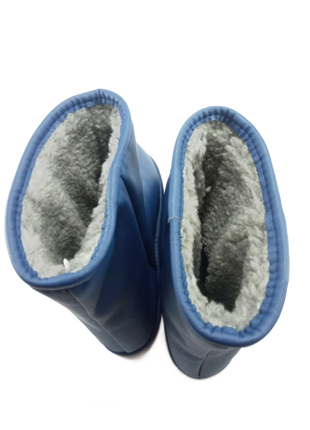 Дитячі капці чобітки на шкіряній підошві 20-24 р сіре хутро2 фото