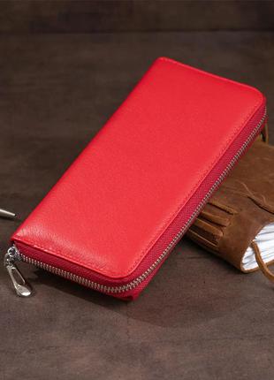 Клатч красный кожаный ремешок на руку запястье натуральная кожа2 фото