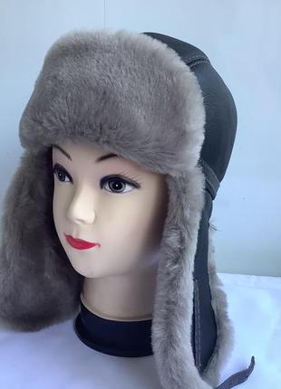 Шапка ушанка из натурального меха овчины