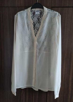 Блузка vero moda  айворі довгий рукав красивая бежевая блуза длинный рукав1 фото