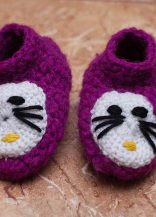 Хелло китти тапочки пинетки вязаные hello kitty 2