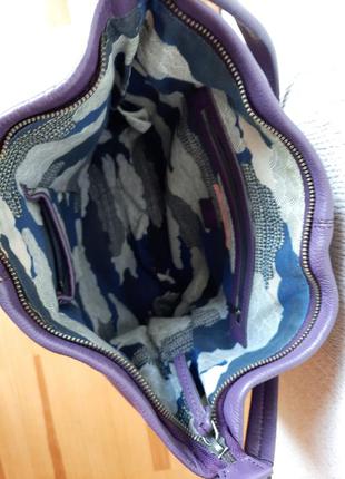Шкіряна сумка white stuff натуральна шкіра  кожа кожанная сумочка шоппер фіолетова хобо hobo7 фото