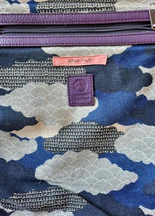 Шкіряна сумка white stuff натуральна шкіра  кожа кожанная сумочка шоппер фіолетова хобо hobo8 фото