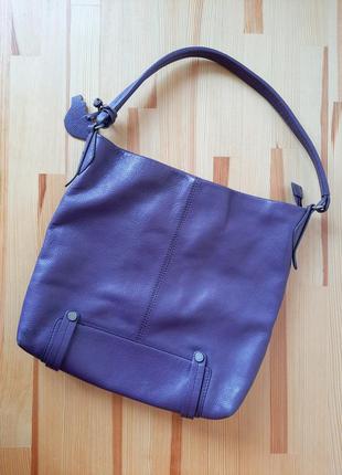 Шкіряна сумка white stuff натуральна шкіра  кожа кожанная сумочка шоппер фіолетова хобо hobo