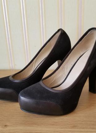 Туфли женские черные замша (кожаные вставки) 38р.3 фото