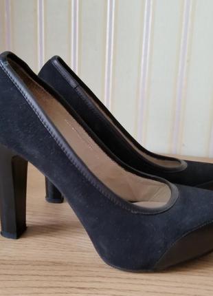 Туфли женские черные замша (кожаные вставки) 38р.4 фото