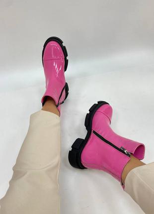 Ботинки челси chelsea 🌾 карамельно - розовый натуральный лак кожа2 фото