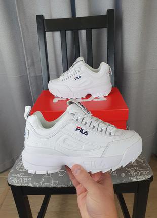 Женские кроссовки белые fila disruptor 2 white. кроссы фила дисраптор 2 женские демисезонные1 фото