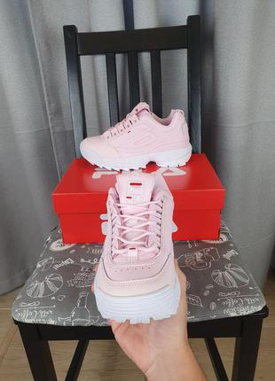 Женские кроссовки розовые fila disruptor 2 pink. кроссы фила дисраптор 2 женские демисезонные2 фото