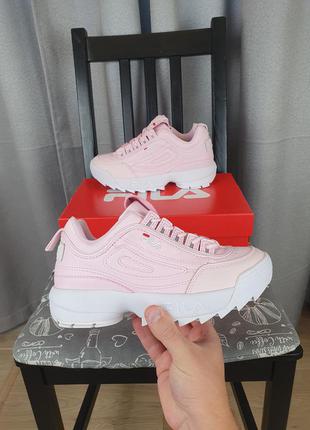 Женские кроссовки розовые fila disruptor 2 pink. кроссы фила дисраптор 2 женские демисезонные