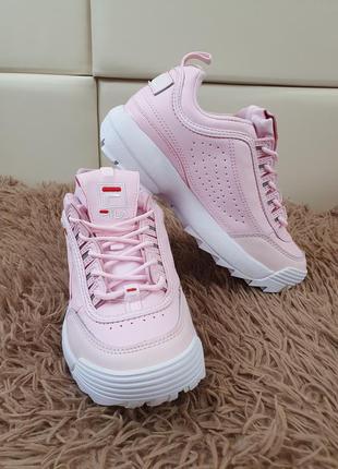 Рожеві жіночі кросівки fila disruptor 2 pink кроси осінь весна філа дисраптор 2 для жінок1 фото