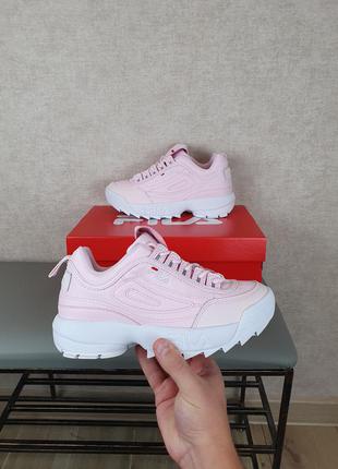 Розовые кроссовки женские fila disruptor 2 pink кроссы фила дисраптор 2 для женщин