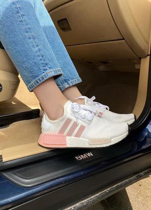 Adidas nmd whitt/pink 🍏 стильные женские кроссовки адидас