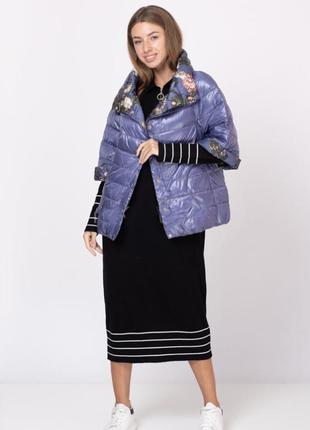 Куртка стограммовка двусторонняя куртка итальянская голубая куртка стеганая куртка жіноча2 фото