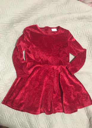 Красивое велюровое платье на девочку 2-3 года