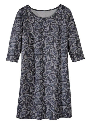 Платье серое с узором плотный трикотаж esmara евро размер s 36/38