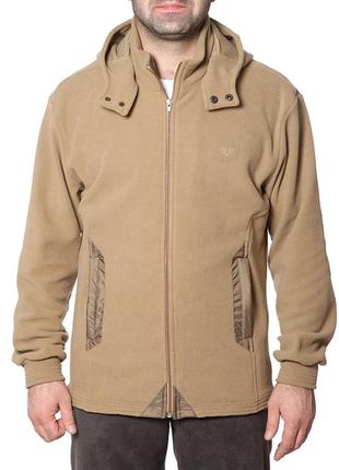Теплая флисовая мужская кофта (куртка) kmv 003  бежевого цвета