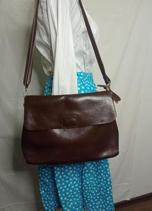 Винтажная кожаная сумка портфель унисекс ручная работа винтаж ретро раритет
