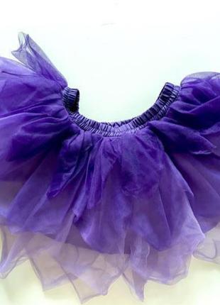 Фиолетовая пышная юбка из фатина доя девочки 12-18мес