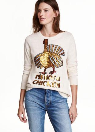 Джемпер свитер, h&m xs с пайетками