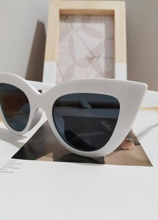 Крутые солнцезащитные очки кошечки белые лисички ретро новые окуляри сонцезахисні білі лисички кішечки6 фото