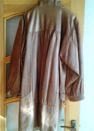 Удлиненная кожаная  куртка, плащ оверсайз, р. 46-483 фото