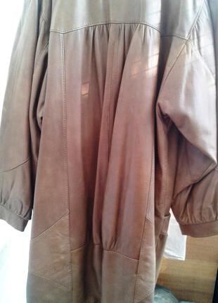 Удлиненная кожаная  куртка, плащ оверсайз, р. 46-488 фото